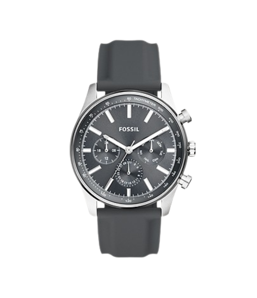 Fossil Men's Multifunction Gray Silicone Strap Watch - BQ2747